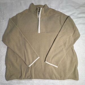 Men’s Tan Khaki Fleece Quarter Zip Goodfellow XL Pockets Edged Seams Near New